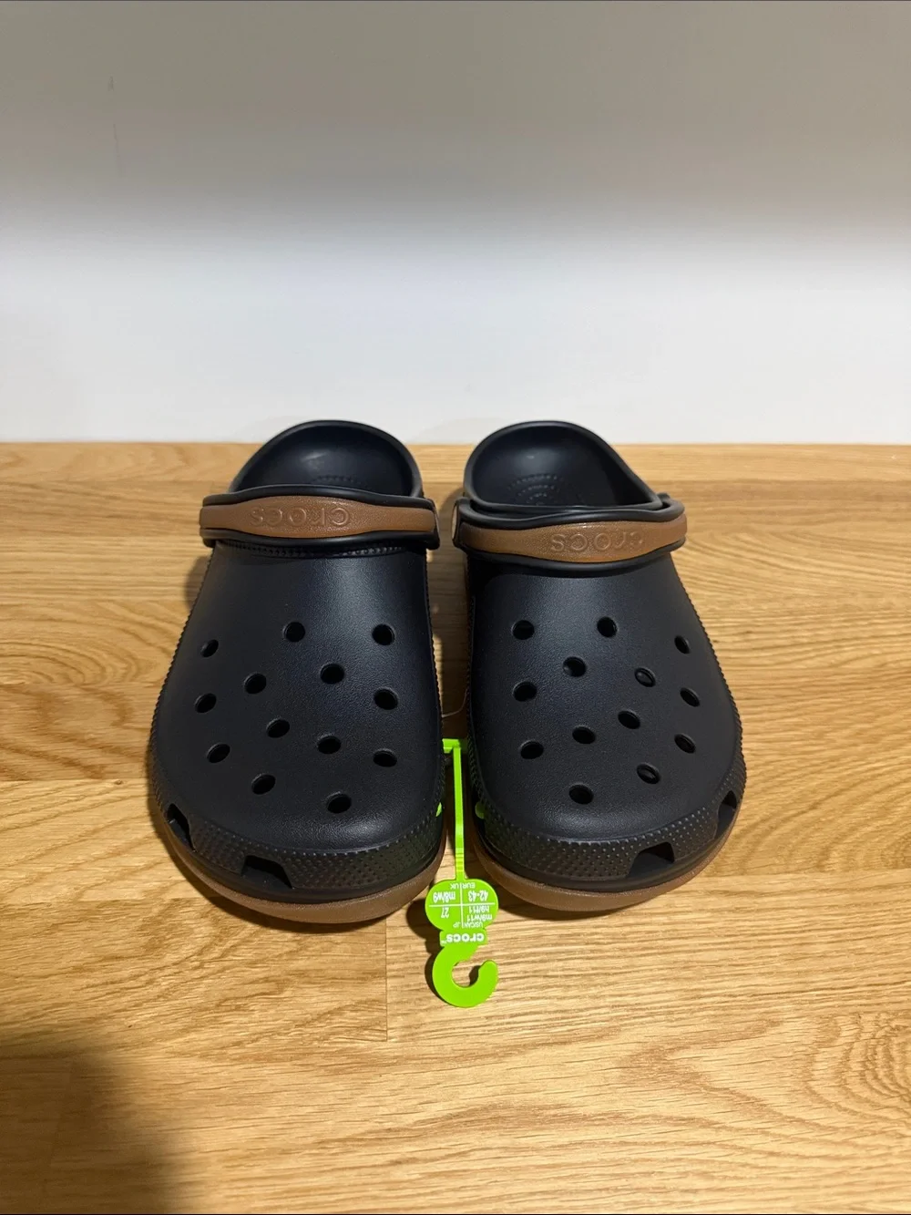 CROCS Men's Slip-On Clogs in black with Brown Strap